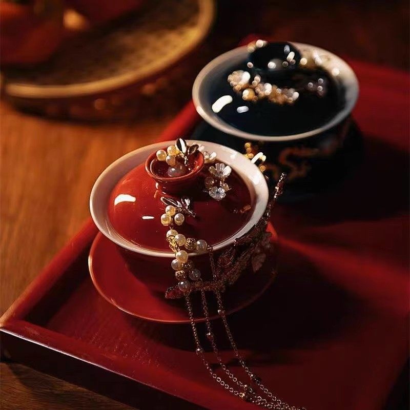 结婚庆用品改口敬茶杯套装一对喜碗杯子婚礼红色茶具敬酒敬茶托盘,淘宝优惠券,粉丝福利购,淘宝优惠卷