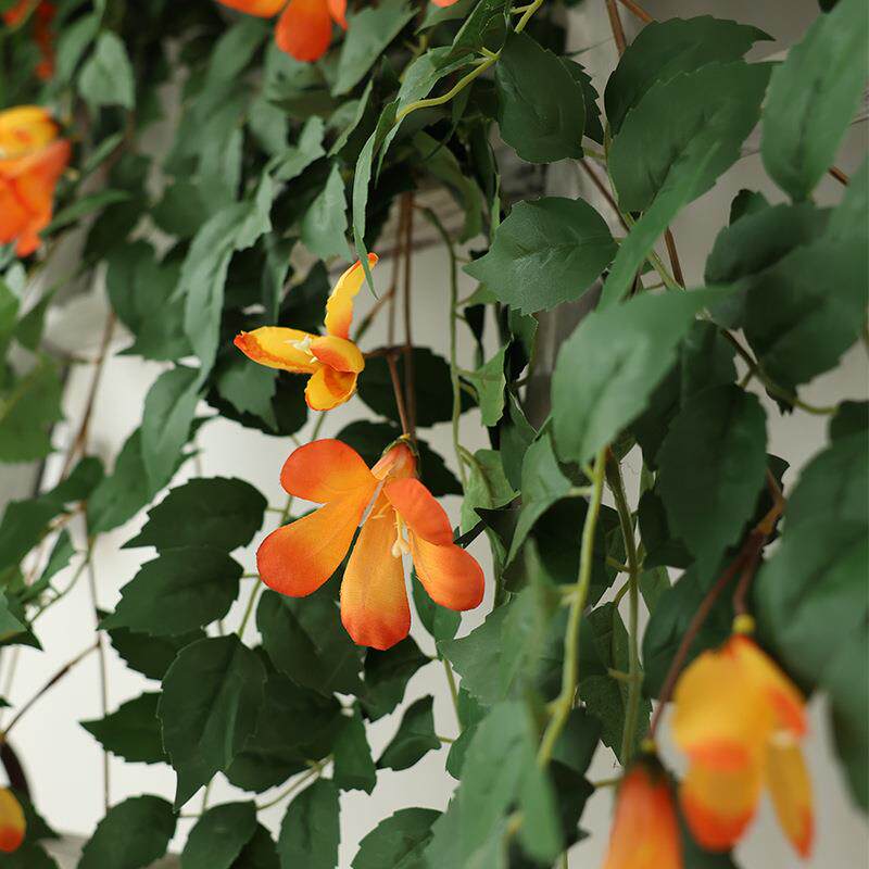 仿真凌霄假花藤条树叶子室内吊顶装饰空调水管道塑料绿植缠绕遮挡 - 图1