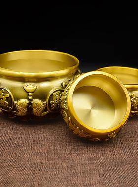 黄铜聚宝盆摆件铜制聚财开业礼品黄铜米缸存钱罐大号客厅装饰品