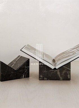 天然大理石课桌h神器书立架阅读书房茶几桌面高级装饰品实用的摆