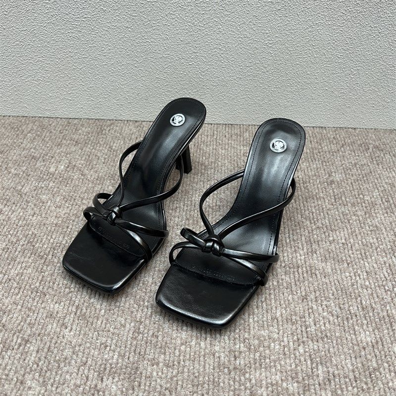 2025夏季新款k法式绝美拖鞋女外穿方头小猫细跟豹纹一字带高跟凉,淘宝优惠券,粉丝福利购,淘宝优惠卷