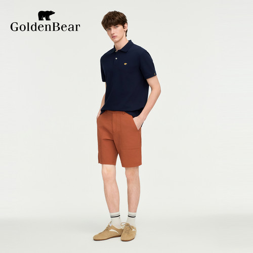 【莱卡】GOLDEN BEAR/金熊2026年男士弹力珠地棉基础款短袖POLO衫 - 图1