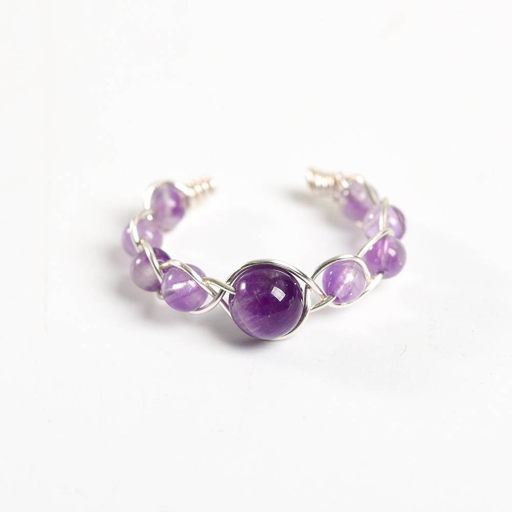Hand-woven natural rice beads and copper wire rings European and American personalized design cross-border jewelry supply