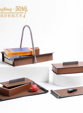 现代简约金属皮革收纳盒首z饰盒摆件卧室样板间办公室装饰品