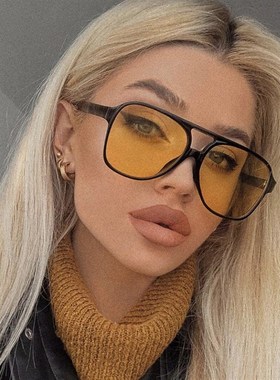 欧美复古大框双梁太阳眼镜女士蛤蟆镜户外骑行驾驶嘻哈蹦迪墨镜男