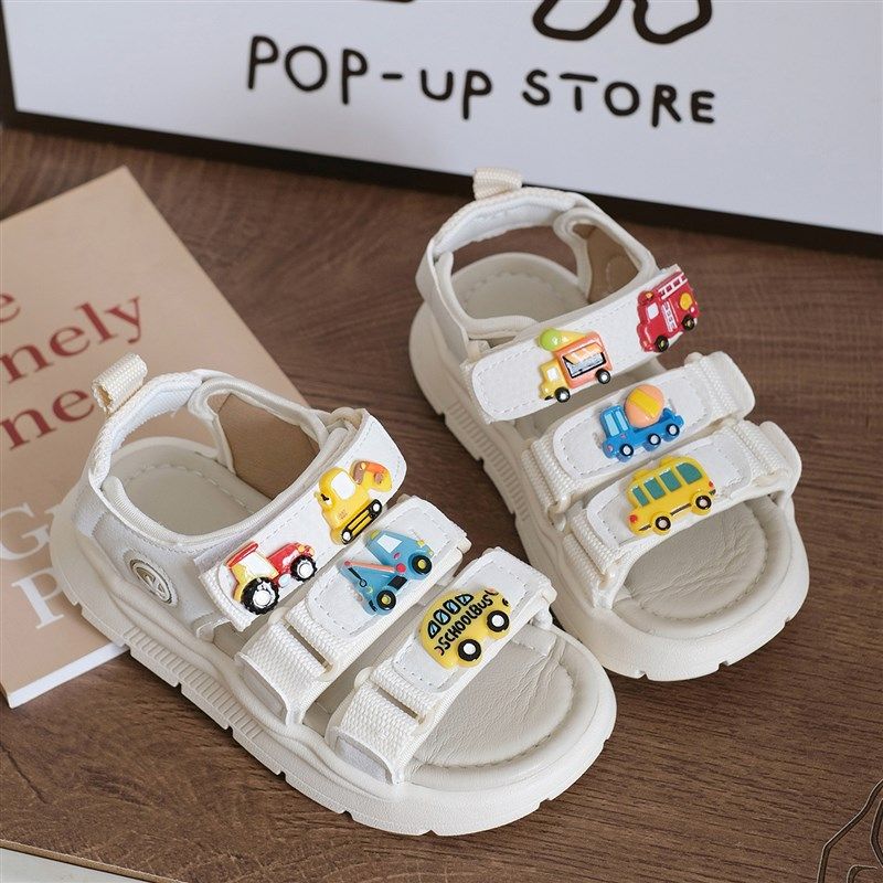 男童白小汽车凉鞋魔n术贴软底防滑运动沙滩鞋夏季透气宝宝百搭凉,淘宝优惠券,粉丝福利购,淘宝优惠卷
