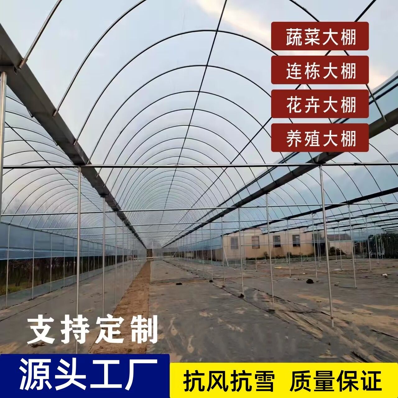 家用养鸡棚全套定制养殖猪牛羊棚椭圆管棚定制简易连体棚种植蔬菜 - 图0