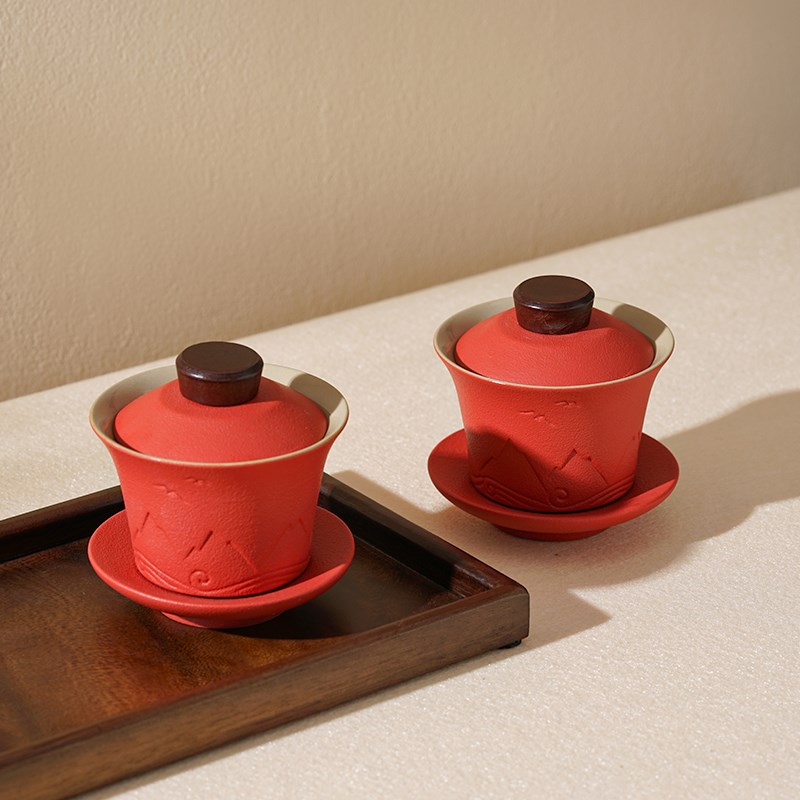 喜霓山盟海誓结婚敬茶杯套装喜碗一对改口敬酒杯子对碗筷陪嫁用品 - 图1