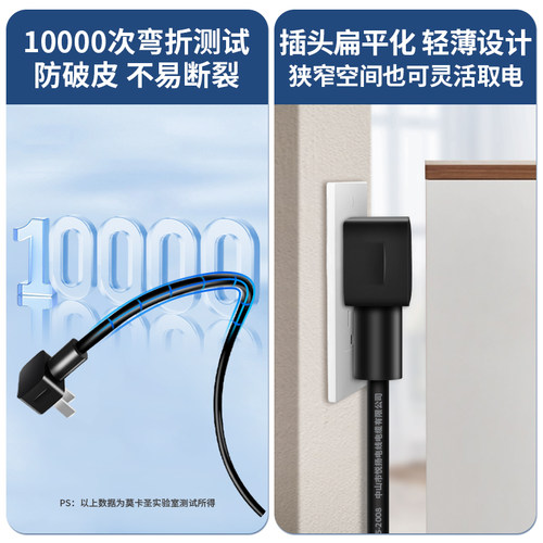 两插国标电源线2芯带插头两项二脚单裸线尾吹风机0.75/1/1.5平方 - 图1