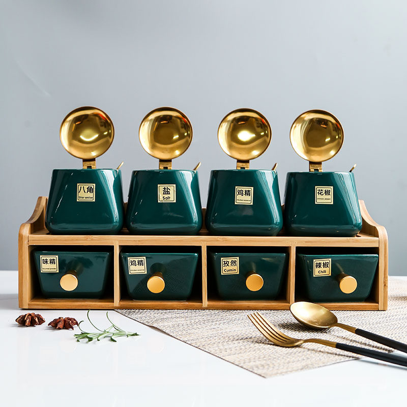 翻盖陶瓷调味罐调料瓶套装组合装北欧轻奢风厨房用品盐糖佐料盒,淘宝优惠券,粉丝福利购,淘宝优惠卷