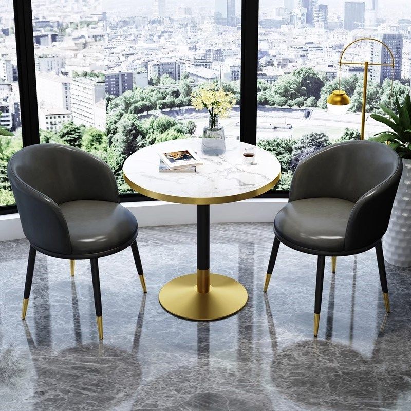 北欧轻奢洽谈桌椅组合售楼处部会客接待一桌两椅阳台休闲小圆桌子,淘宝优惠券,粉丝福利购,淘宝优惠卷