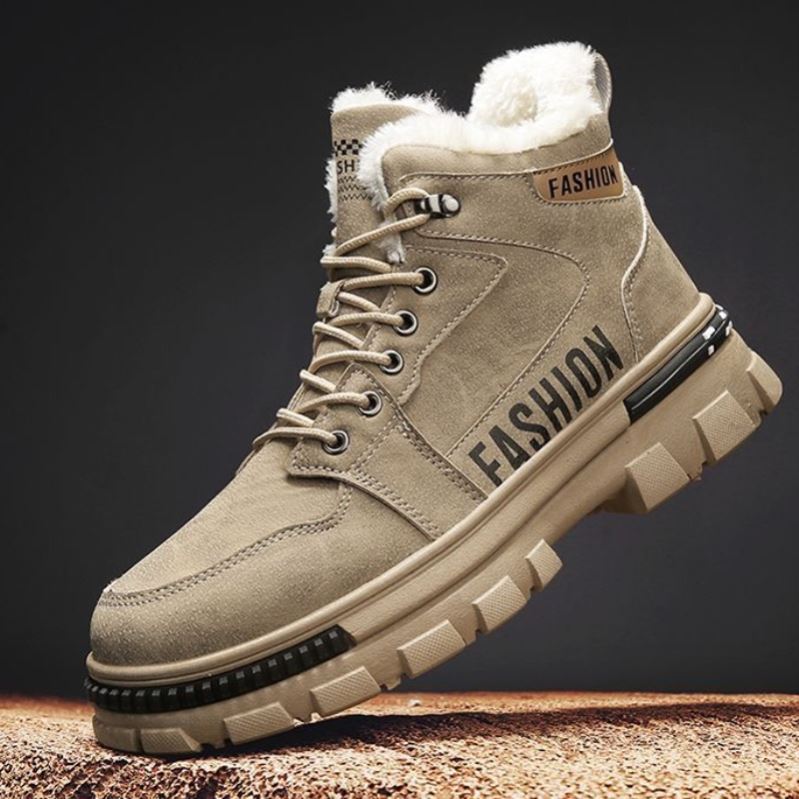 男鞋冬季棉鞋加绒保暖高帮二棉鞋男士马丁靴潮防寒防水工装雪地靴 - 图3