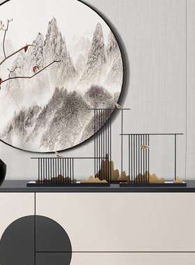 新中式禅意摆件客厅玄关样板房博古架酒柜创意桌面玄关轻奢装饰品