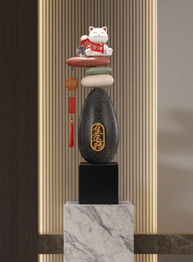 招财猫八方来财摆件落地大型高级感客厅玄关前台装饰乔迁开业礼物