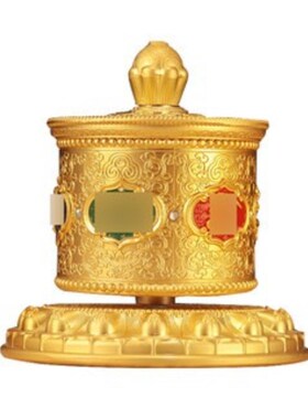 藏式指捻转轮手指尖式捻转筒客厅家用浮雕合金手动转桶办公室摆件