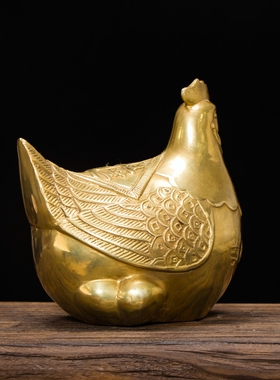 包邮 吉祥纯铜母鸡金蛋铜鸡招财进宝摆件 家居摆设饰品