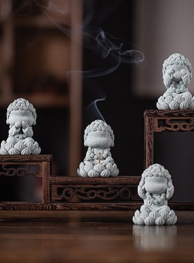 创意四不小如来线香插茶宠摆件中式佛像香薰炉香托香座桌面装饰品