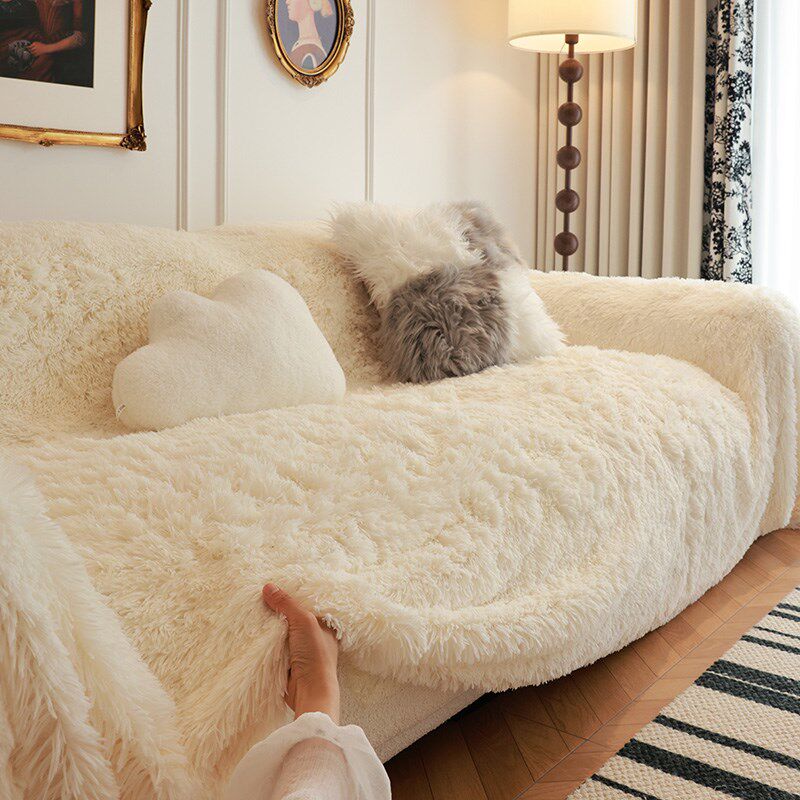 奶油风冬季毛绒沙发巾新款简约全包沙发垫盖布巾单三人直排套罩毯,淘宝优惠券,粉丝福利购,淘宝优惠卷