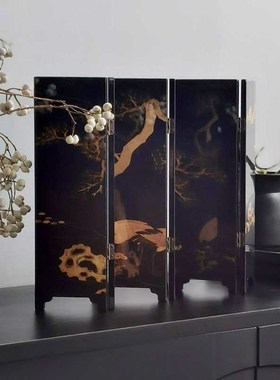 新中式小屏风桌面摆件国风古典工艺品礼品玄关挡板隔断装饰礼物
