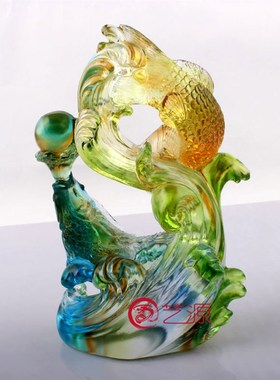 琉璃欢喜有余鱼摆件工艺品时尚创意家居装饰朋友同事结婚礼品礼物