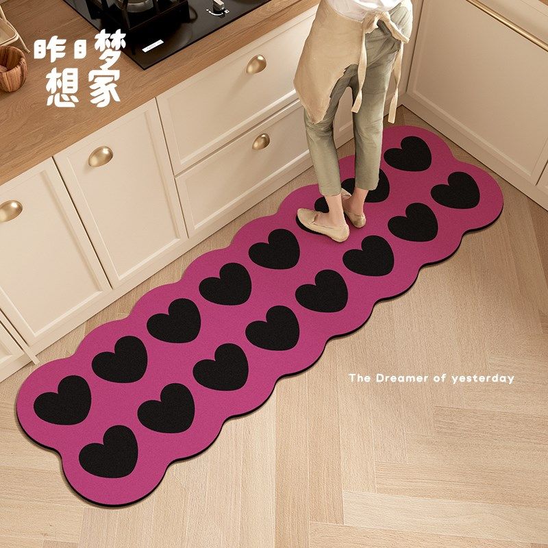 甜酷风厨房长条地垫吸油吸水耐脏脚垫厕所门口家用粉色防滑免洗垫,淘宝优惠券,粉丝福利购,淘宝优惠卷
