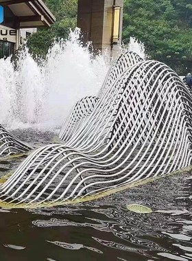 不锈钢假山摆件雕塑户外线形镂空线条装饰售楼处庭院水景景观直销