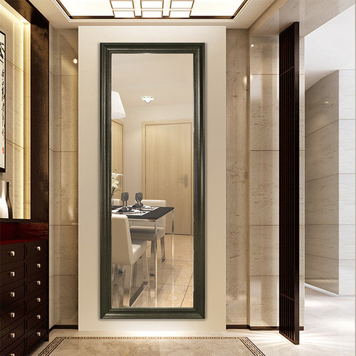 贴墙实木全身镜落地镜试衣镜中式轻奢卧室家用挂墙穿衣镜壁挂镜子 - 图2