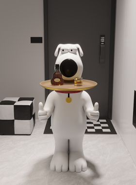 潮玩大型客厅卧室沙发电视柜旁边落地狗托盘搬家礼物乔迁新居摆件