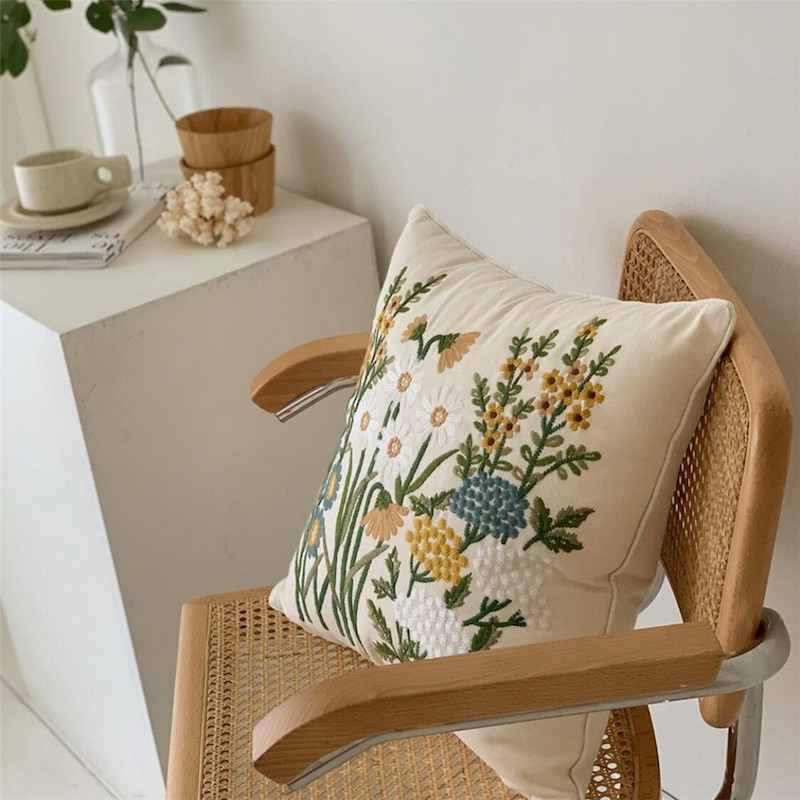 French flower pillow cushion daisy cushion sofa living room lumbar support M balcony bay window pillow case does not contain core