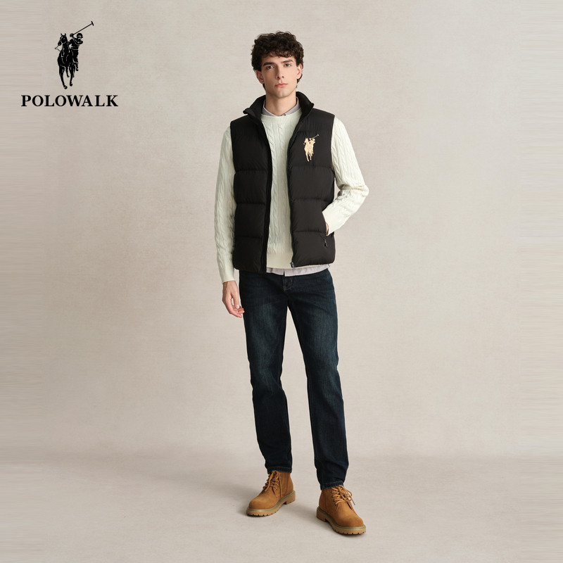 POLOWALK冬季新品男式立领羽绒马甲简约休闲男式马甲日常通勤男款,淘宝优惠券,粉丝福利购,淘宝优惠卷