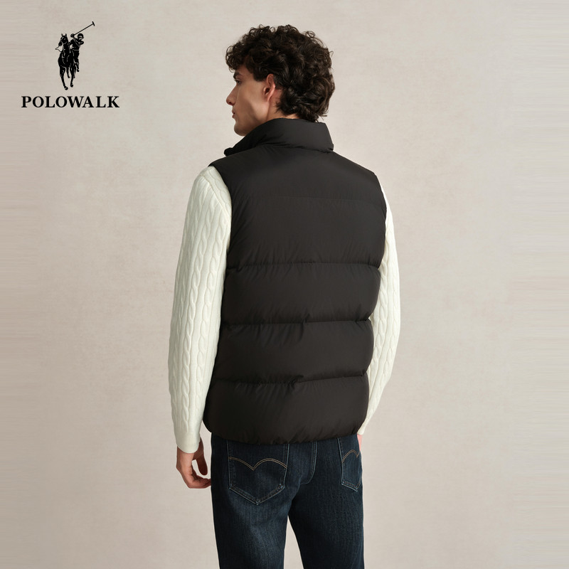 POLOWALK冬季新品男式立领羽绒马甲简约休闲男式马甲日常通勤男款,淘宝优惠券,粉丝福利购,淘宝优惠卷