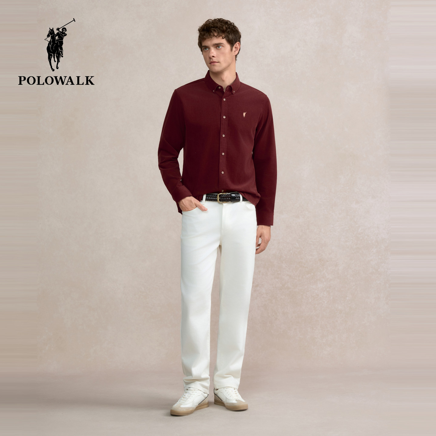 POLOWALK男装长袖衬衫2025秋季新品商务休闲灯芯绒纯棉衬衣男式,淘宝优惠券,粉丝福利购,淘宝优惠卷