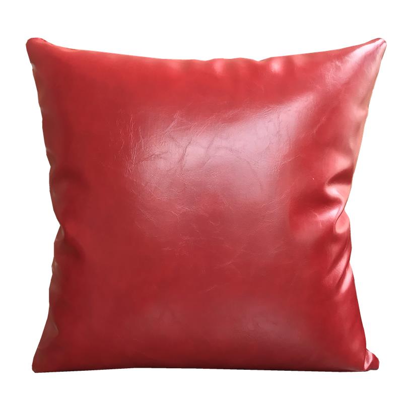 19EK特惠PU皮质沙发靠垫纯色靠枕枕套办公室抱枕汽车腰垫含芯 - 图2