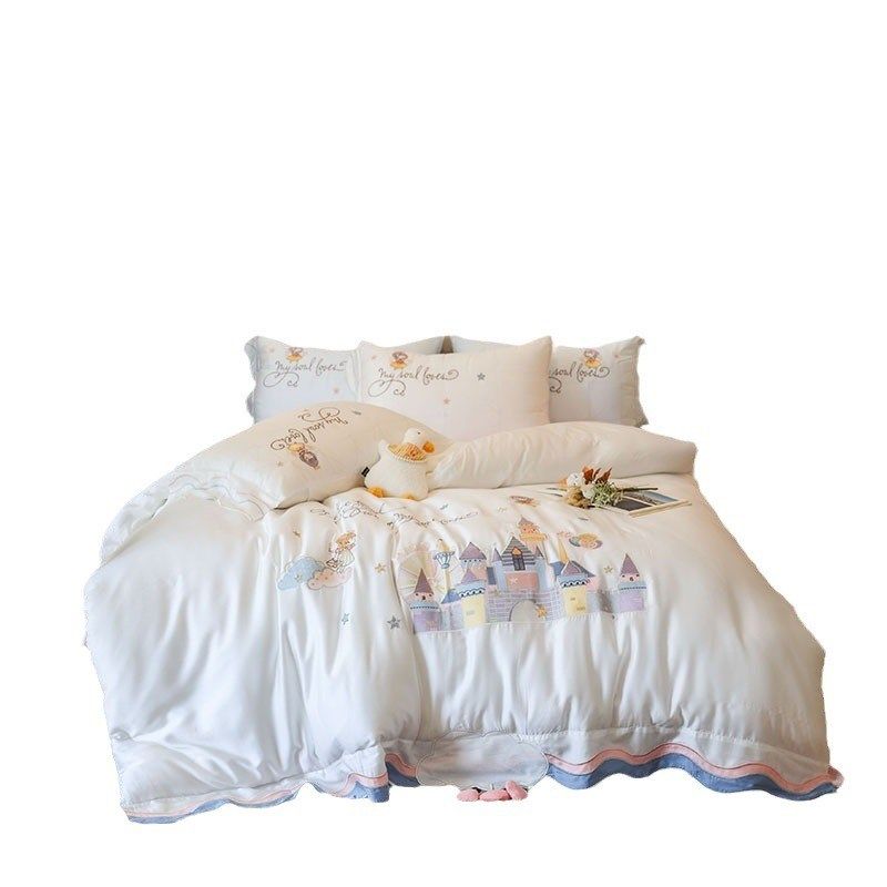 进口120支LF兰精天丝重工高精密绣花拼接床单贴边四件套丝滑裸睡,淘宝优惠券,粉丝福利购,淘宝优惠卷