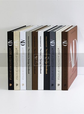 布面质感ADg艺术装饰真书样板间售楼处侘寂风黑白英文软装饰品摆