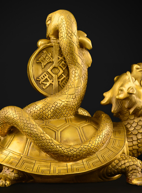 铜玄武摆件黄铜青龙白虎朱雀铜制四方位客厅办T公室玄关工艺品