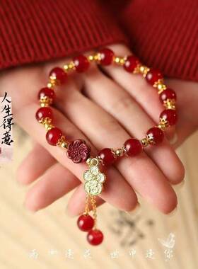 热销超仙甜美彩韵手链女小众秋新款手串精致双圈手饰送女友礼物