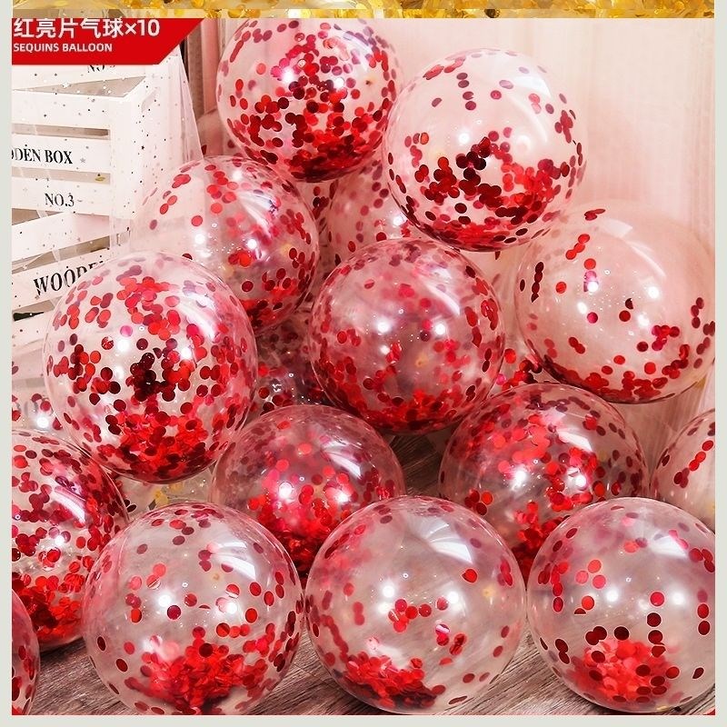 气球生日装饰场景布置结婚礼波波球亮片透明珠光粉色网红汽球派对 - 图2