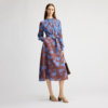BCBG autumn women's fashionable temperament floral print lace pleated lace mid-length dress long skirt