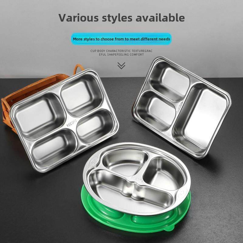 新品304不锈钢快餐盘带盖长方形成人学生儿童员工食堂分格饭盘四,淘宝优惠券,粉丝福利购,淘宝优惠卷