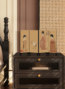 《簪花仕女图》宋代美学屏风桌面摆件高级感客厅电视柜艺术装饰品