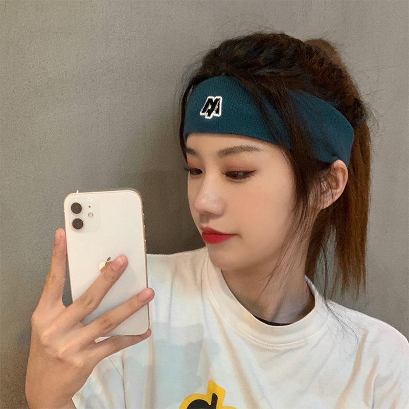 夏季高弹力运动发带薄款透气冰丝跑步吸汗毛线头带弹力针织发箍 - 图1
