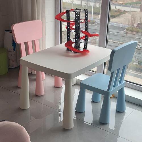 幼儿园儿童桌椅套装宝宝学习书桌A加厚简约可升降多功能塑料方桌 - 图0