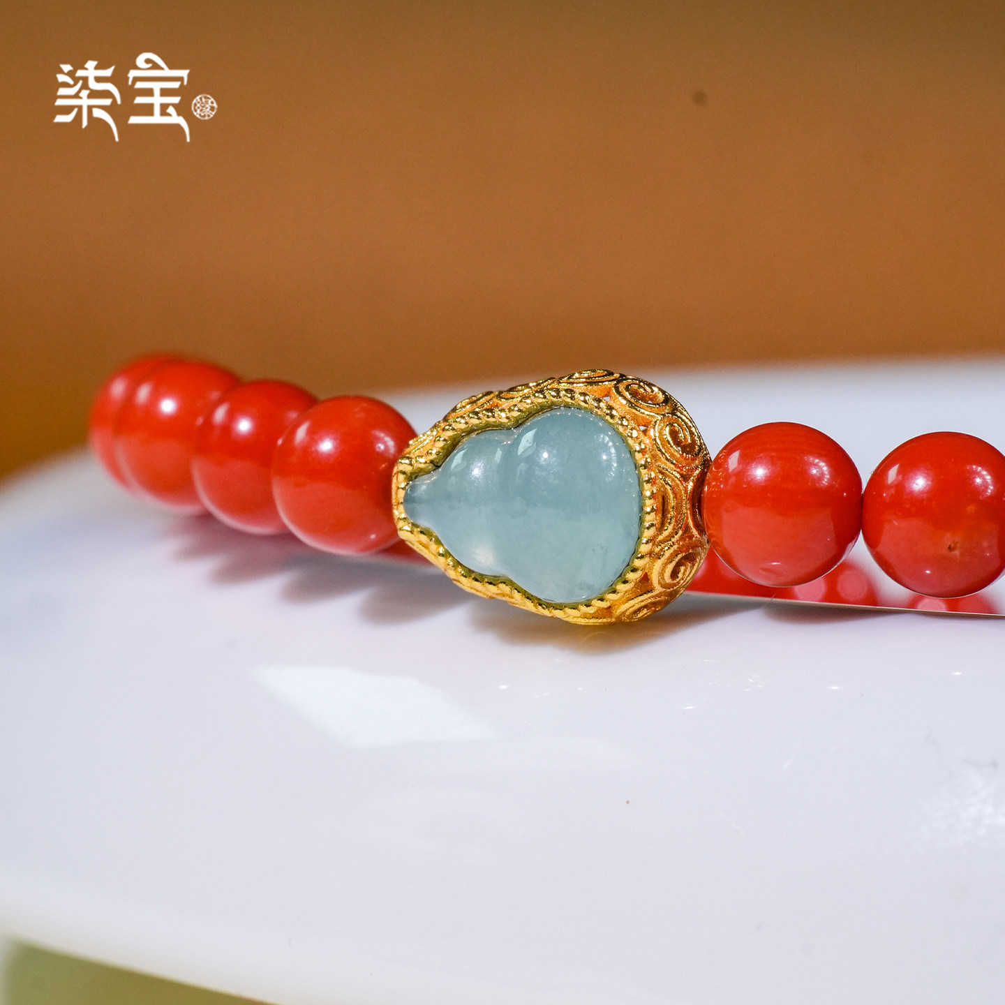 七宝缘琼枝天然真品沙丁珊瑚圆珠翡翠葫芦手串S925银女款珊瑚手链,淘宝优惠券,粉丝福利购,淘宝优惠卷