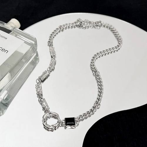 项链男高级感痞帅小众潮牌毛衣链男生女简约百搭嘻哈钛钢男款配饰 - 图0