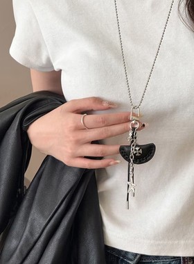 美拉德皮质吊坠项链女款卫衣链