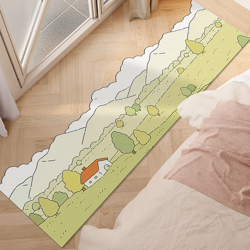 Pastoral style bedroom B bedside mat anti-fall and dirt-resistant PVC carpet children's room tatami wipeable no-wash non-slip foot mat