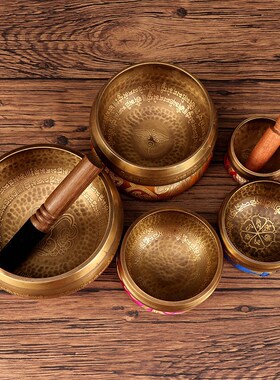 尼泊尔六字真言佛音钵瑜伽冥想钵西藏颂钵铜钵盂佛音碗铜磬采耳钵