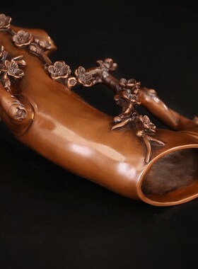 匠泽铜魂 紫铜工艺品摆件 梅花树桩花瓶家居装饰摆设品客厅摆件