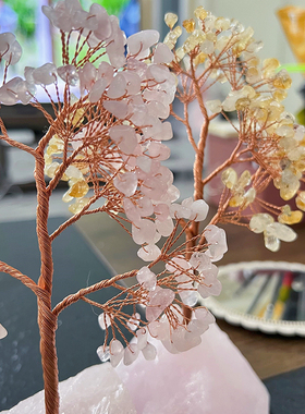 多彩水晶树天然原石摆件家居饰品招财树客厅玄关酒柜发财树乔迁